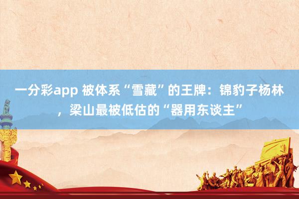一分彩app 被体系“雪藏”的王牌：锦豹子杨林，梁山最被低估的“器用东谈主”
