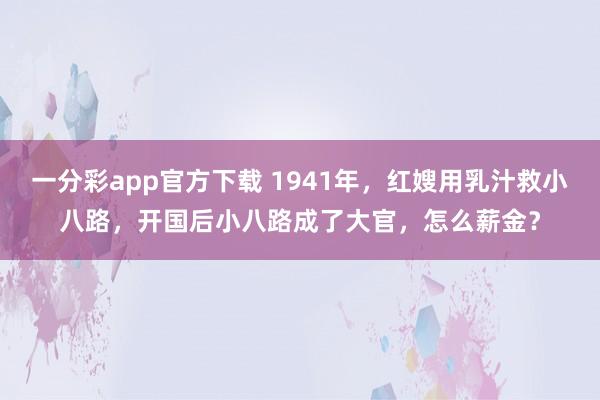 一分彩app官方下载 1941年，红嫂用乳汁救小八路，开国后小八路成了大官，怎么薪金？