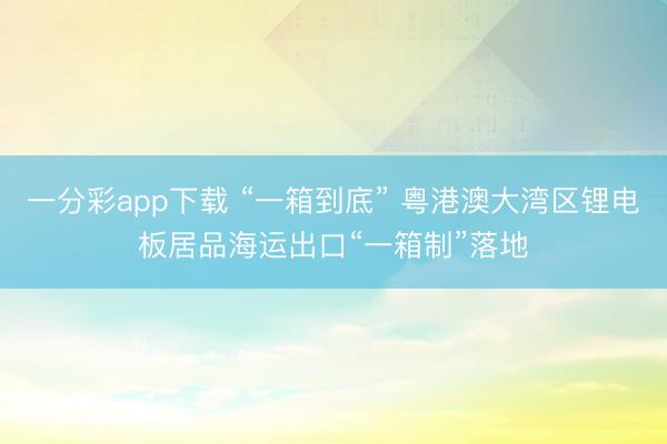 一分彩app下载 “一箱到底” 粤港澳大湾区锂电板居品海运出口“一箱制”落地